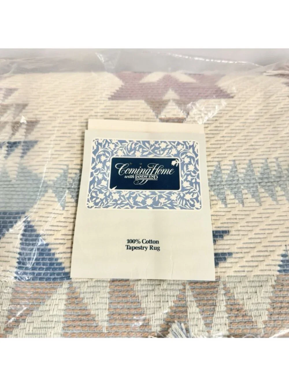 Lands’ End Hacienda 29x48 100% Cotton Tapestry Rug Southwestern Fringe NWT